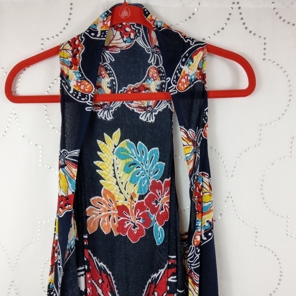Black with blue‎ flowers butterflies sequence vest